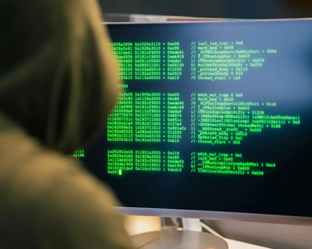 Cybersecurity professional monitoring system activity and computer code